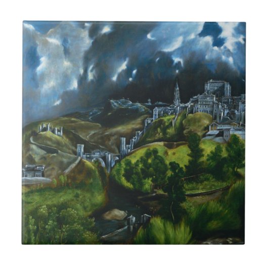 El Greco Uitzicht van Toledo Tile Tegeltje (Voorkant)