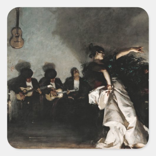 El Jaleo door John Singer Sargent Vierkante Sticker (Voorkant)