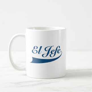 El Jefe in Navy Blue Lettering Koffiemok