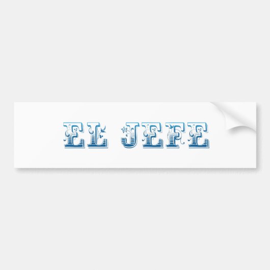 El Jefe logo Floreado blue azul Bumpersticker (Voorkant)
