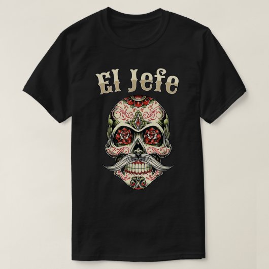 El Jefe Sugar Skull Apparel, Mannen Mexicaanse dia T-shirt (Design voorkant)