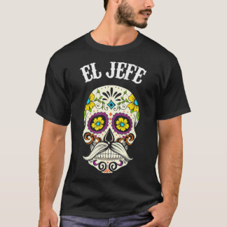 El Jefe Sugar Skull Kleding Mannen Mexicaans Dia D T-shirt