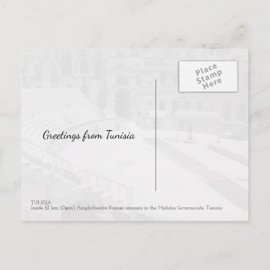 El Jem Roman Gladiator Amphitheater Ruïneert Tunes Briefkaart (Achterkant)