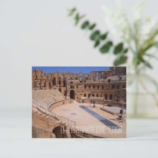 El Jem Roman Gladiator Amphitheater Ruïneert Tunes Briefkaart (Staand voorkant)