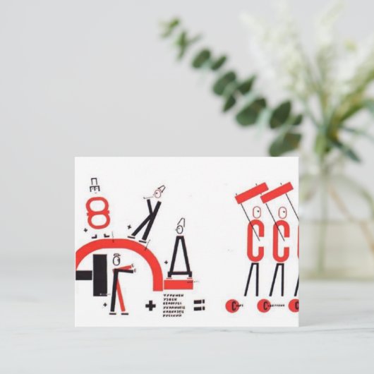 El Lissitzky- Vier (rekenkundige) acties Briefkaart (Staand voorkant)