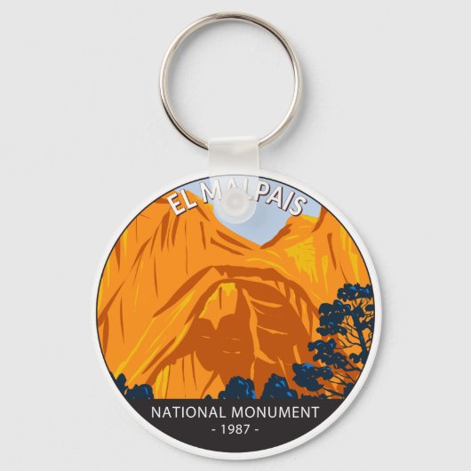 El Malpais Nationaal Monument Nieuw-Mexicaanse Vin Sleutelhanger (Voorkant)