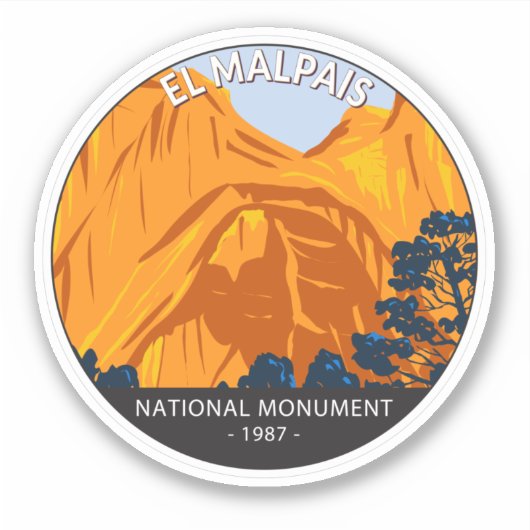 El Malpais Nationaal Monument Nieuw-Mexicaanse Vin Sticker (Voorkant)
