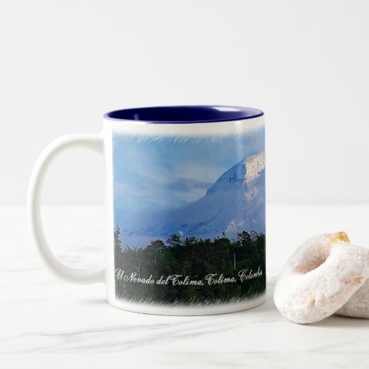 El Nevado del Tolima Colombia Travel Mug Tweekleurige Koffiemok (Met donut)