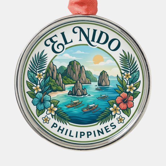 El Nido Filipijnen Metalen Ornament (Voorkant)