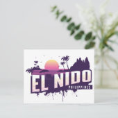 El Nido Filipijnen Palawan Paarse Sunset Briefkaart (Staand voorkant)