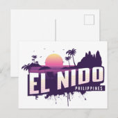 El Nido Filipijnen Palawan Paarse Sunset Briefkaart (Voorkant / Achterkant)