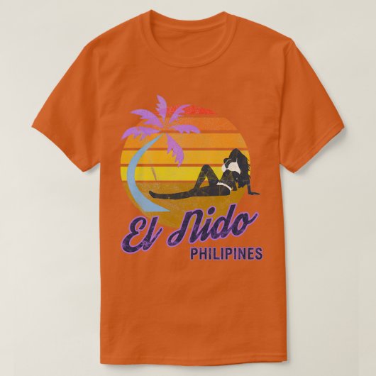 El Nido Filippijnen SE Asia Retro Surf T-shirt (Design voorkant)