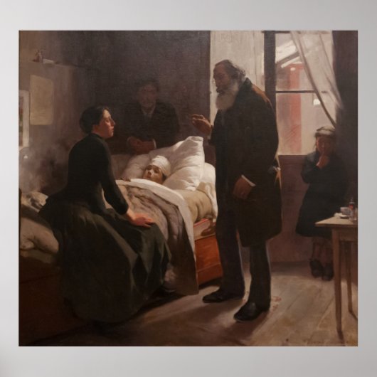 El Niño Enfermo van Arturo Michelena 1886 Poster (Voorkant)