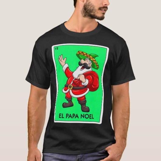 El Papa Noel Mexicaanse Kaart Santa Claus Sombrero T-shirt (Voorkant)