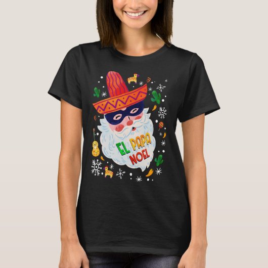 El Papa Noel Mexicaanse kerstman Sombrero Santa T-shirt (Voorkant)