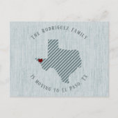 El Paso Blue Linen, Heart Texas Moving Aankondigingskaart (Voorkant)