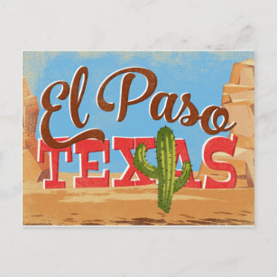 El Paso Briefkaart Texas Cartoon Desert Vintage