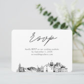 El Paso Bruiloft Minimalistische Schets RSVP Informatiekaartje (Staand voorkant)