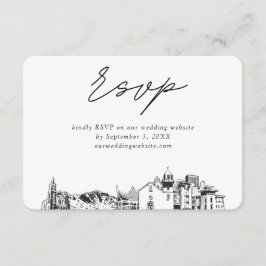 El Paso Bruiloft Minimalistische Schets RSVP Informatiekaartje