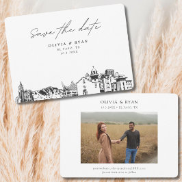 El Paso Bruiloft Modern Save the Date Kaart