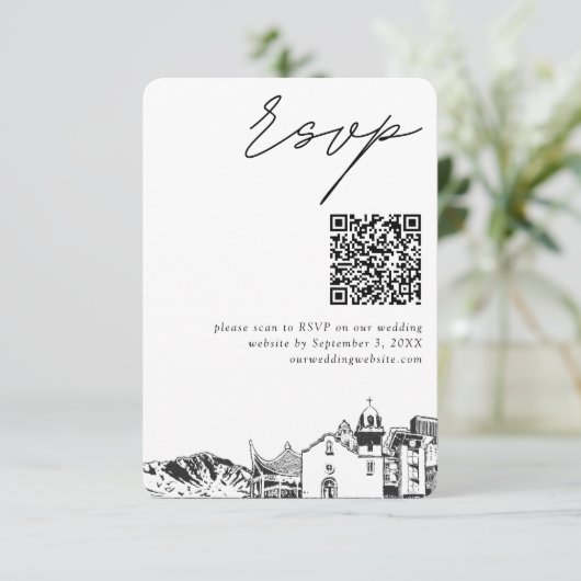 El Paso Bruiloft Moderne RSVP QR Code Informatiekaartje (Staand voorkant)