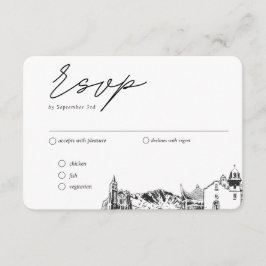 El Paso Bruiloft Traditionele RSVP Maaltijd Optie Informatiekaartje