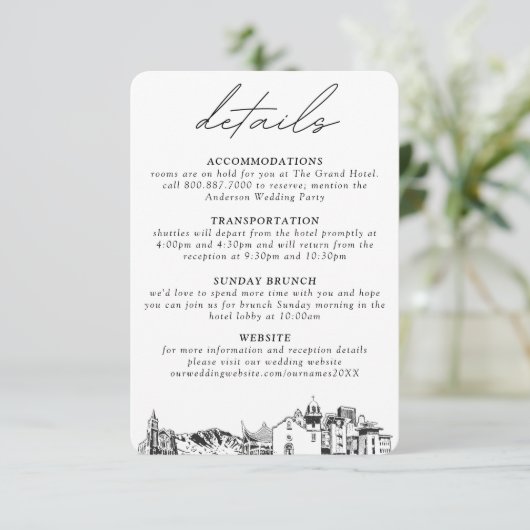 El Paso bruiloft verticale details Informatiekaartje (Staand voorkant)