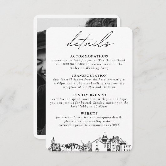 El Paso bruiloft verticale details Informatiekaartje (Voorkant / Achterkant)