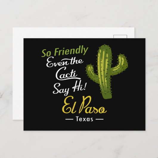 El Paso Cactus Funny Retro Briefkaart (Voorkant / Achterkant)