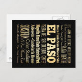 El Paso City of Texas State Typography Art Briefkaart (Voorkant / Achterkant)