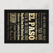El Paso City of Texas State Typography Art Briefkaart (Voorkant)
