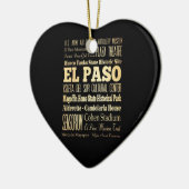 El Paso City of Texas State Typography Art Keramisch Ornament (Links)