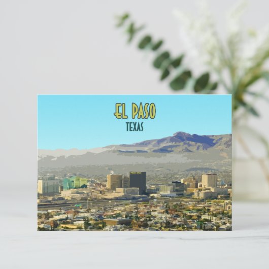 El Paso Downtown Mountain Texas  platte Kaart (Staand voorkant)
