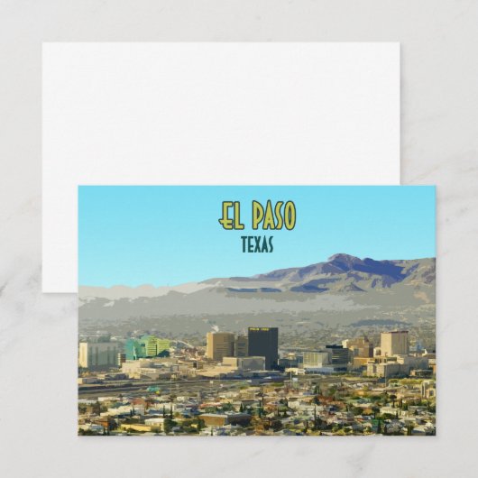 El Paso Downtown Mountain Texas platte Kaart (Voorkant / Achterkant)