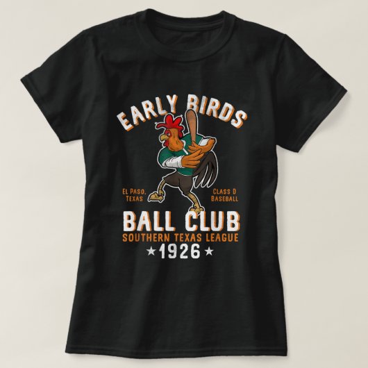 El Paso Early Birds Retro Minor League Baseball Te T-shirt (Design voorkant)