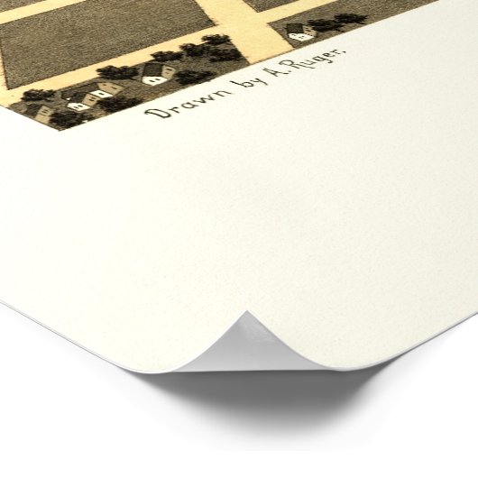 El Paso, IL Panorama Kaart - 1869 Poster (Hoek)