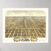 El Paso, IL Panorama Kaart - 1869 Poster (Voorkant)