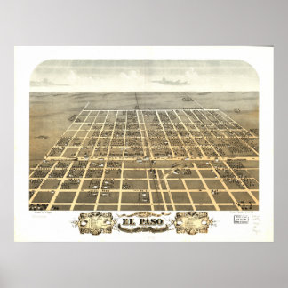 El Paso Illinois 1869 Antiek Panorama Poster