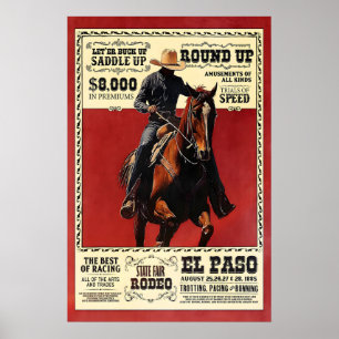 El Paso Rodeo Poster Vintage Cowboy Kunstprint 17