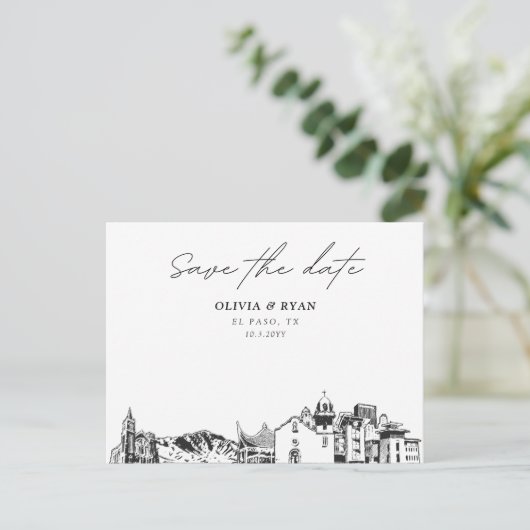 El Paso Save the Date Ansichtkaart Elegante Trouwd Briefkaart (Staand voorkant)