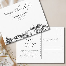 El Paso Save the Date Ansichtkaart Elegante Trouwd Briefkaart