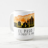 El Paso Skyline Latitude en Lengtegraad Koffiemok (Voorkant links)