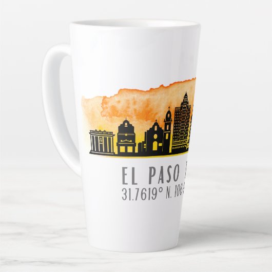 El Paso Skyline Latitude en Lengtegraad Latte Mok (Linkerhoek)