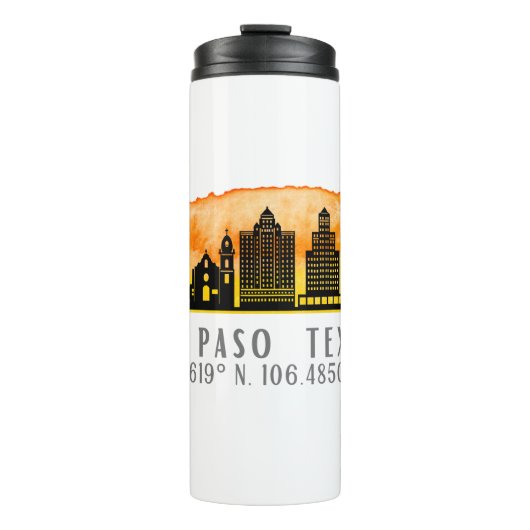 El Paso Skyline Latitude en Lengtegraad Thermosbeker (Voorkant)