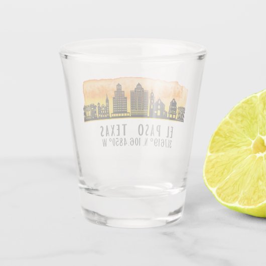 El Paso Skyline Latitude & Longitude Shot glass Shot Glas (Achterkant)