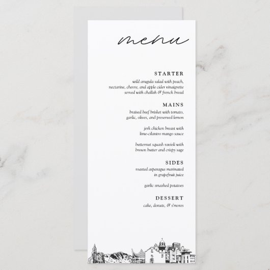 El Paso Skyline Modern huwelijksdiner Menu (Voorkant / Achterkant)