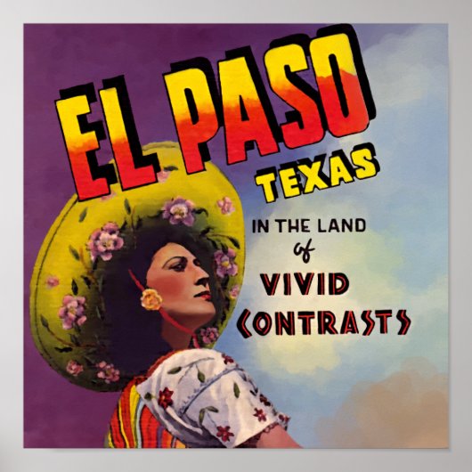 El Paso, Texas 1940 Travel AD Poster (Voorkant)