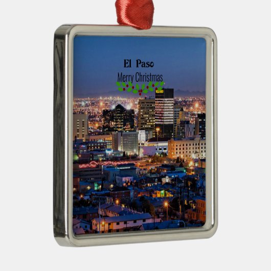 El Paso, Texas bij nacht Metalen Ornament (Rechts)