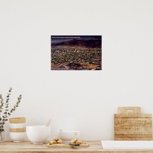 El Paso, Texas Birdseye Night 1940 Poster (Keuken)