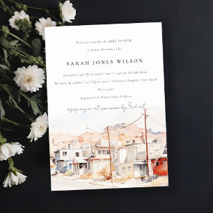 El Paso Texas City Scape Waterverf Baby shower Kaart